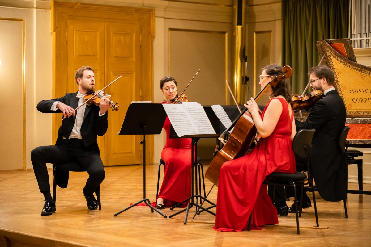 Martin Pavlík, Barbara Tolarová, Josef Janda, Katarína Madariová, 2. dubna 2024, Besední dům, Brno (zdroj Filharmonie Brno, foto Jakub Joch)