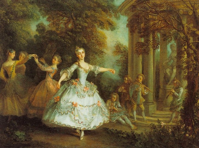 Marie Sallé s Gráciemi na Lancretově obrazu z roku 1732 (foto archiv autorky)
