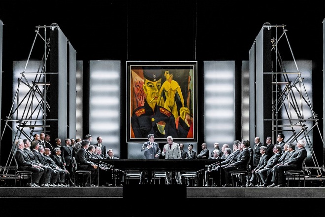 P.Hindemith: Mathis der Maler - Sächsischeher Staatsopernchor, Michael Eder (Riedinger), Tom Martinsen (Wolfgang) – Semperoper Dresden 2016 (foto Jochen Quast)