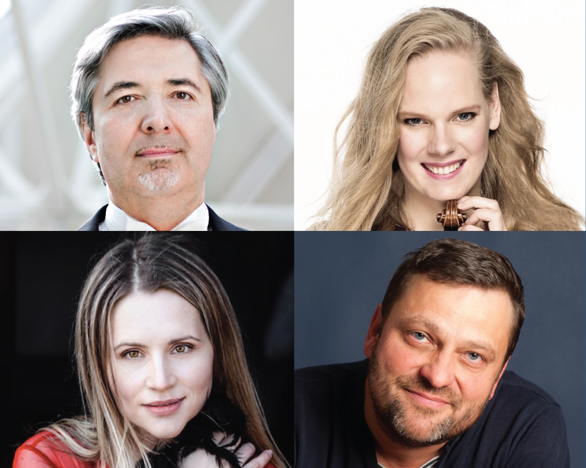 Daniel Raiskin, Simone Lamsma, Linda Ballová, Gustáv Beláček (foto Slovenská filharmonie)
