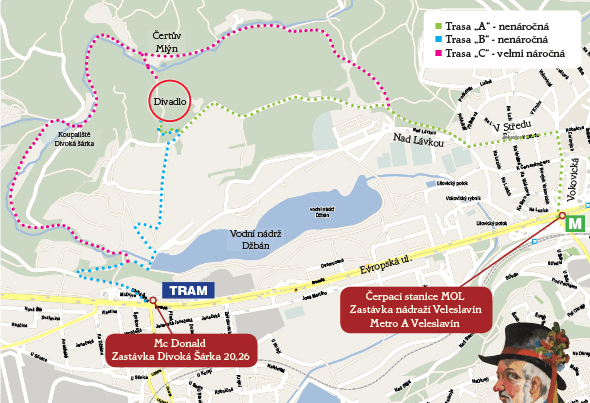 Mapa Opera v Šárce (zdroj Opera v Šárce)