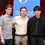 Finalisté Mezinárodní hudební soutěže Pražské jaro v oboru trombon: Gonçalo Nova, Tim Ouwejan, Juhyeon Seo (zdroj Pražské jaro, foto Ivan Malý)