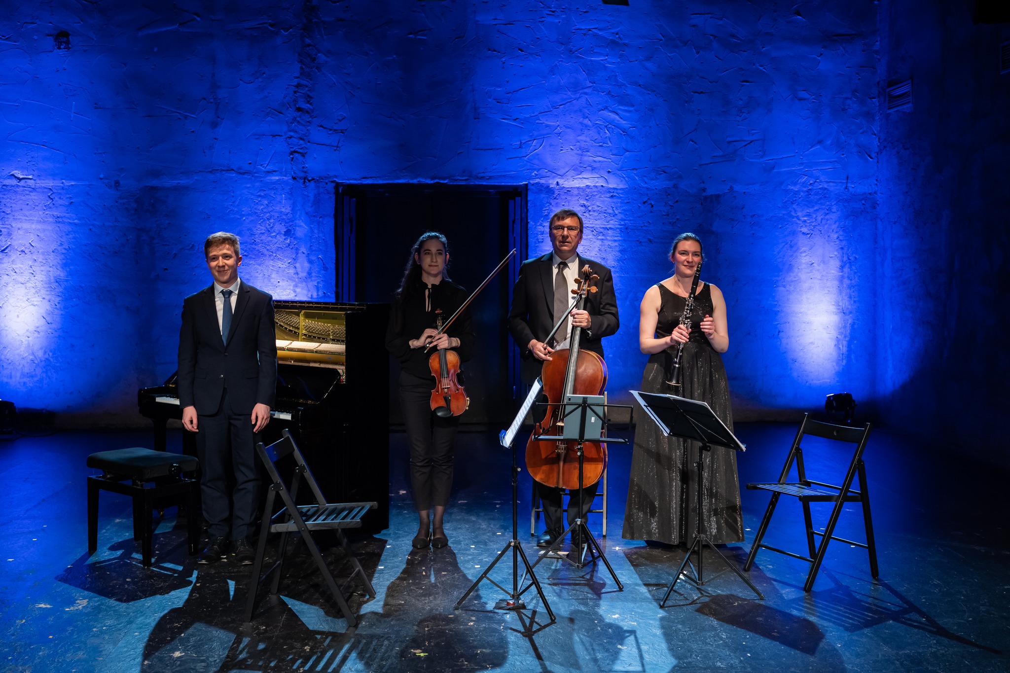 PKF – Prague Philharmonia; S5 Francie: Pierre Boulez a Olivier Messiaen, 16. května 2023 – Filip Martinka, Kateřina Krejčová, Lukáš Pospíšil a Anna Paulová (foto Milan Mošna)