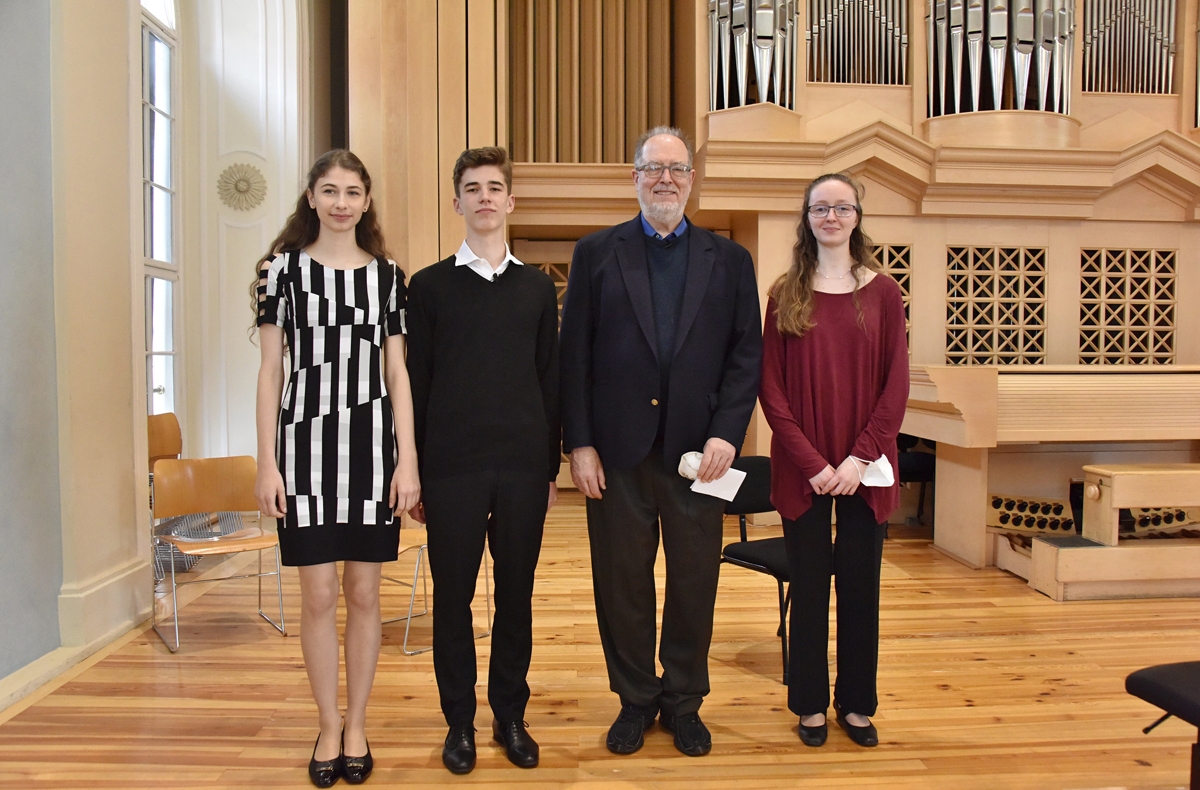 Pražské jaro 17. května 2021, Master Class: Eliška Tkadlčíková, Matěj Pinkas, Garrick Ohlsson a Eliška Vlčková (foto Zdeněk Chrapek)