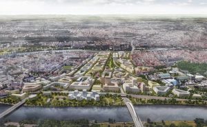 Vizualizace návrhu nové koncertní síně na Vltavské (zdroj IPR Praha)