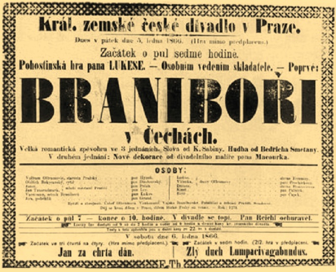 B. Smetana: Braniboři v Čechách - premiérové cedule z roku 1866 (foto archiv)