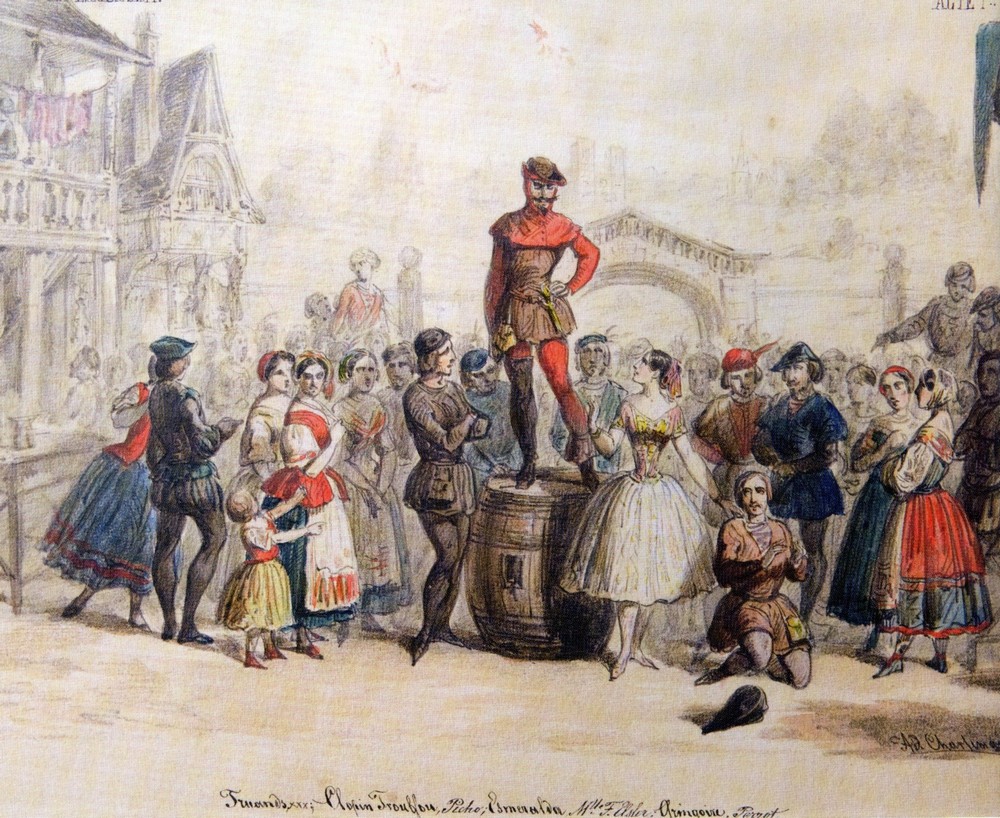 Esmeralda - Dvůr divů - Fanny Elssler a Jules Perrot, 1848 St.Petersburg