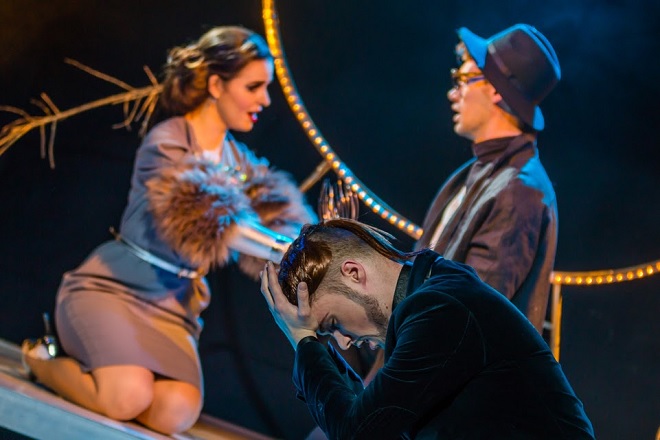 D.Cimerosa: Impresário v koncích - Doubravka Součková (Koloratura), Michal Marhold (Impresário), Martin Vydra (Libretista) - Divadlo na Orlí 2016 (foto Vojtěch Kába)