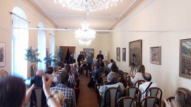 Kompozičné laboratórium - Inšpirácia tvorbou Bohuslava Martinů - Adam Novák, Andrej Gál, Roman Rusňák - Bratislava 15.6.2016 (foto Kompozičné laboratórium)