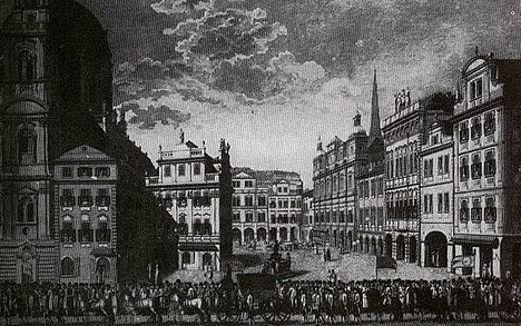 Korunovačný sprievod Leopolda II. na Malostranskom námestí