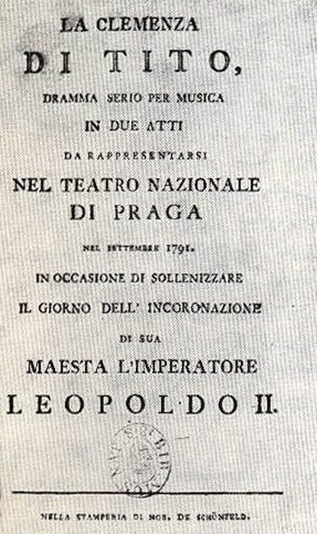 Libreto opery La Clemenza di Tito (Praha 1791)