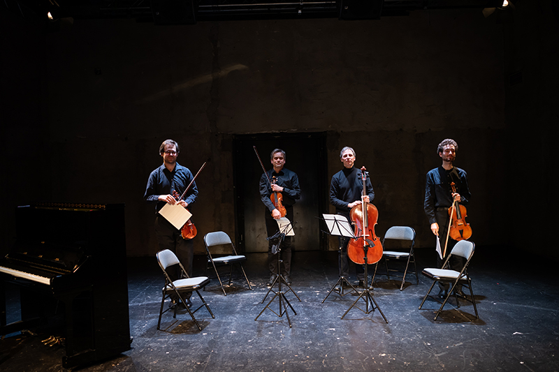 PKF – Prague Philharmonia – Lotyšsko, Estonsko, Finsko: Pēteris Vasks, Arvo Pärt, Kaija Saariaho, 4. dubna 2023 – Michal Sedláček, Jan Adam, Balázs Adorján, Jan Čermák (foto Milan Mošna)