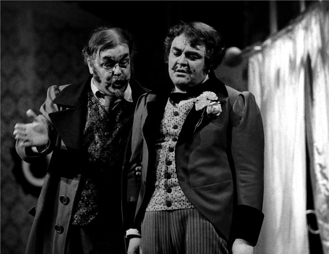 J.Boháč: Námluvy - Karel Průša (Čubukov), Miroslav Frydlewicz (Lomov) - ND Praha 1978 (foto Jaromír Svoboda)