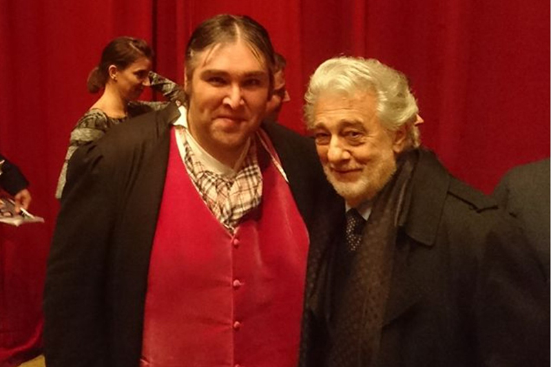 Zdeněk Plech a Plácido Domingo na Prodané nevěstě, ND Praha 2017 (foto se souhlasem Zdeňka Plecha)