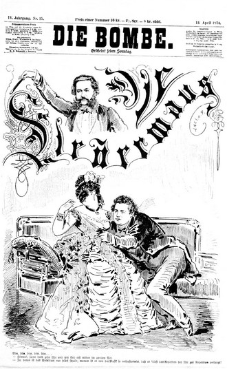Scéna z Netopýra - časopis Die Bombe, 12.4.1874 (foto archiv autorky)