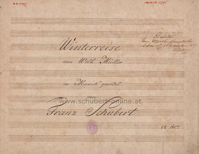 úvodní strana partitury Winterreise od Franze Schuberta (zdroj www.schubert-online.at)