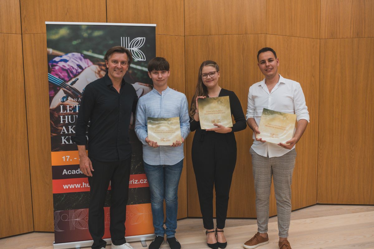 Letní hudební akademie Kroměříž 2023: Tomáš Netopil, Adam Znamirovský, Štěpánka Plocková, Radek Martinec (zdroj Letní hudební akademie Kroměříž)