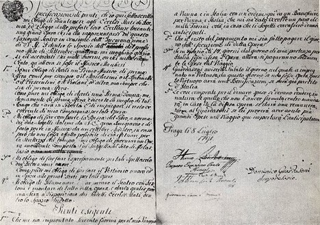 Zmluva medzi českými stavmi a divadelným impresáriom D. Guardasonim o slávnostné opere pre korunovačné slávnosti v Prahe 1791