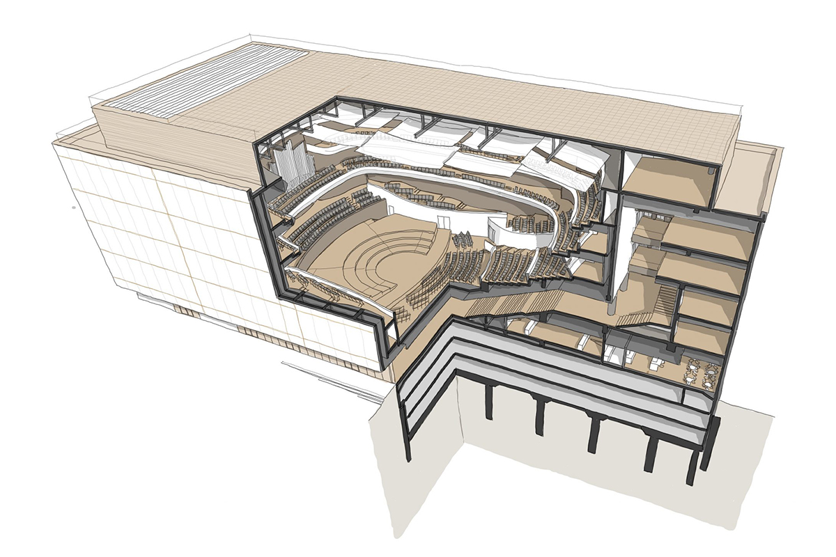 Vizualizace budovy Janáčkova kulturního centra (zdroj Architekti Hrůša & spol., Ateliér Brno, s.r.o., Atelier M1 architekti s.r.o.)
