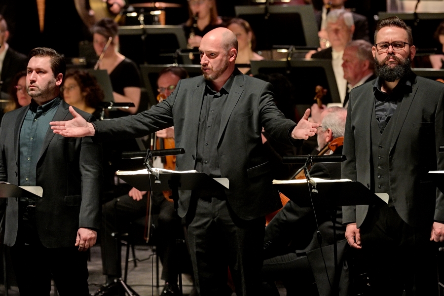 Bedřich Smetana: Libuše – Richard Samek, Jiří Hájek, Pavel Švingr, Národní divadlo moravskoslezské, Divadlo Jiřího Myrona, koncertní provedení, 12. května 2024 (zdroj Národní divadlo moravskoslezské, foto Martin Popelář)