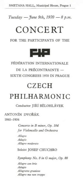 program prvního koncertu Jiřího Bělohlávka s Českou filharmonií - 9.6.1970 Praha (zdroj archiv ČF)