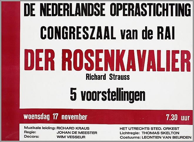 De Nederlandse Operastichting - Der Rosenkavalier - 17.11.1965 - cedule k představení