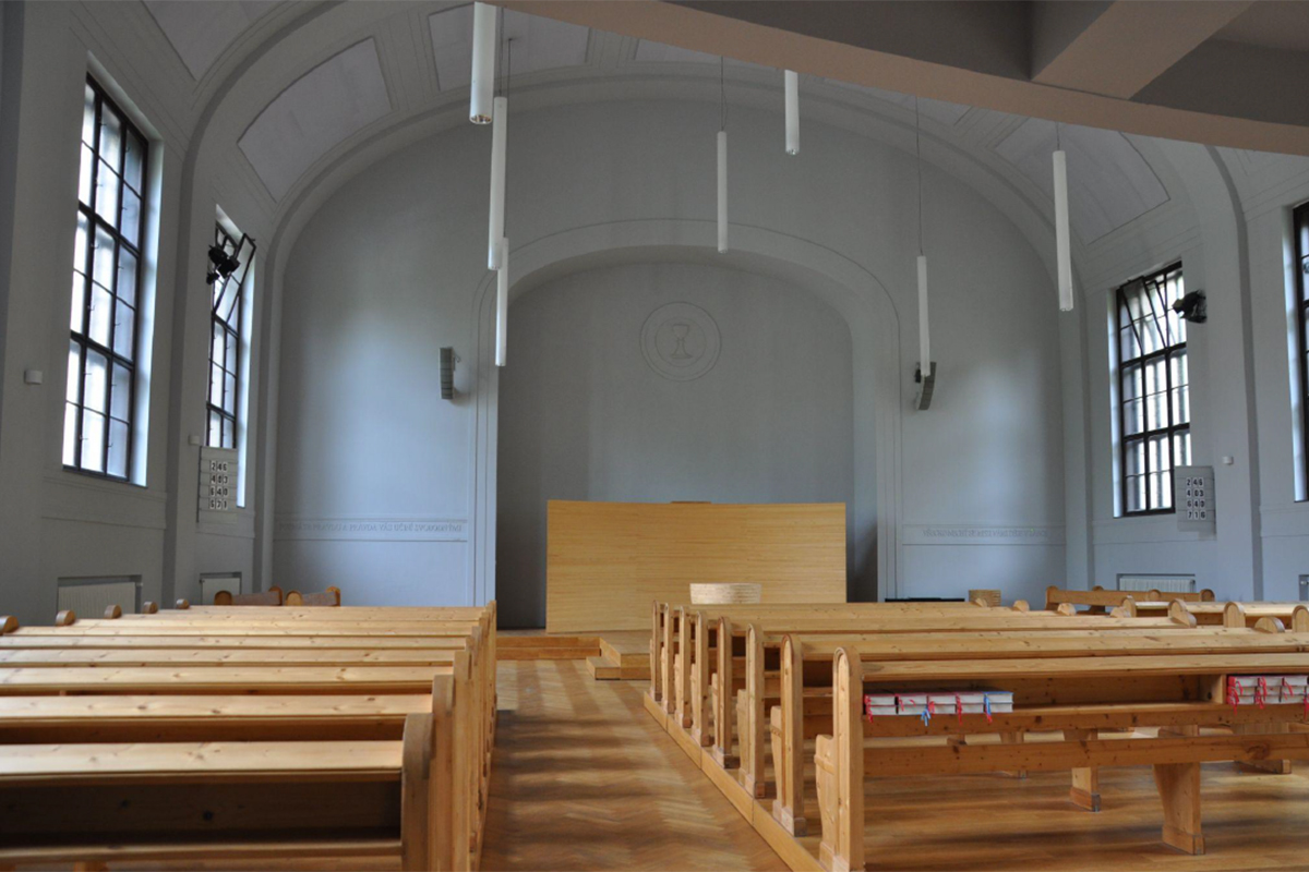 Kostel českobratrské církve evangelické na Smíchově (zdroj Komunitní prostor Smíchov)