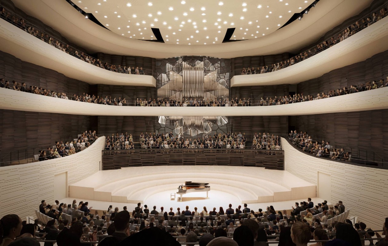 Vizualizace varhan v novém koncertním sále Filharmonie Brno (zdroj Brněnská filharmonie)