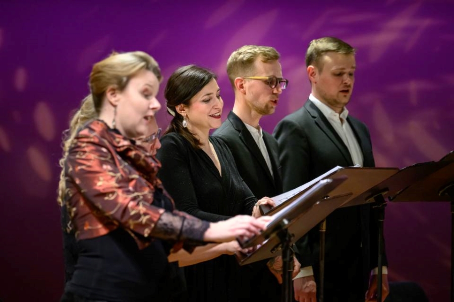 Dynastie Bachů: Tereza Zimková, Aneta Petrasová, Tomáš Šelc, Ondřej Holub, 24. března 2025, Rudolfinum, Praha (zdroj Collegium 1704, foto Petra Hajská)