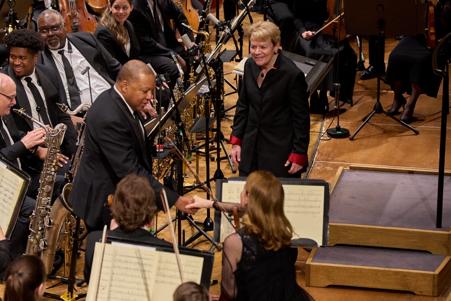 Wynton Marsalis, Marin Alsop, ORF Radio-Symphonieorchester Wien, Jazz at Lincoln Center Orchestra, 3. dubna 2025, Velký sál, Konzerthaus, Vídeň (zdroj Wynton Marsalis, foto Luigi Beverelli)