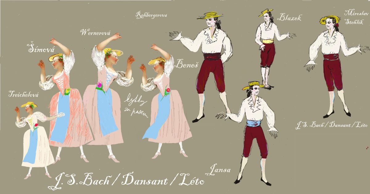 Kostýmní návrhy pro Bach Dansant Marie Fulkové