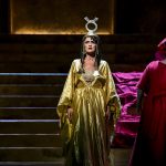Giuseppe Verdi: Aida, Národní divadlo Brno – Václava Krejčí Housková a Csilla Boross (foto Marel Olbrzymek)
